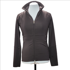 REEBOK  Mocha mousse brown long sleeve athletic zip-up light jacket